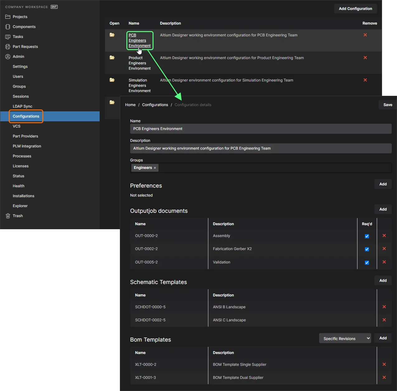 Access the Team Configuration Service, from where to define and manage environment configurations for your organization. Access the Team Configuration Service, from where to define and manage environment configurations for your organization.