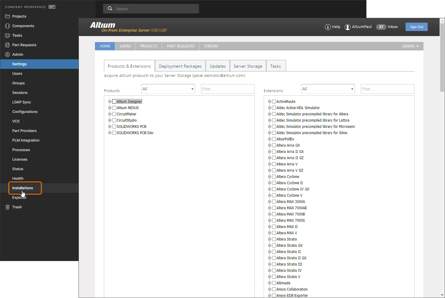 The Installations page of the Enterprise Server's browser interface – your connection to the Network Installation Service. The Installations page of the Enterprise Server's browser interface – your connection to the Network Installation Service.