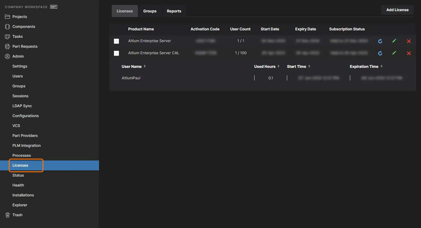 Use the various tabs within the Licenses area to obtain, manage, and assign licensing for the Enterprise Server, and for serving to your local network through the PLS. And use the various reports that are available to keep an eye on license usage. Use the various tabs within the Licenses area to obtain, manage, and assign licensing for the Enterprise Server, and for serving to your local network through the PLS. And use the various reports that are available to keep an eye on license usage.