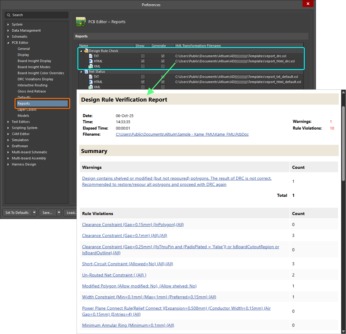 Generate a DRC report as part of the Batch DRC process.