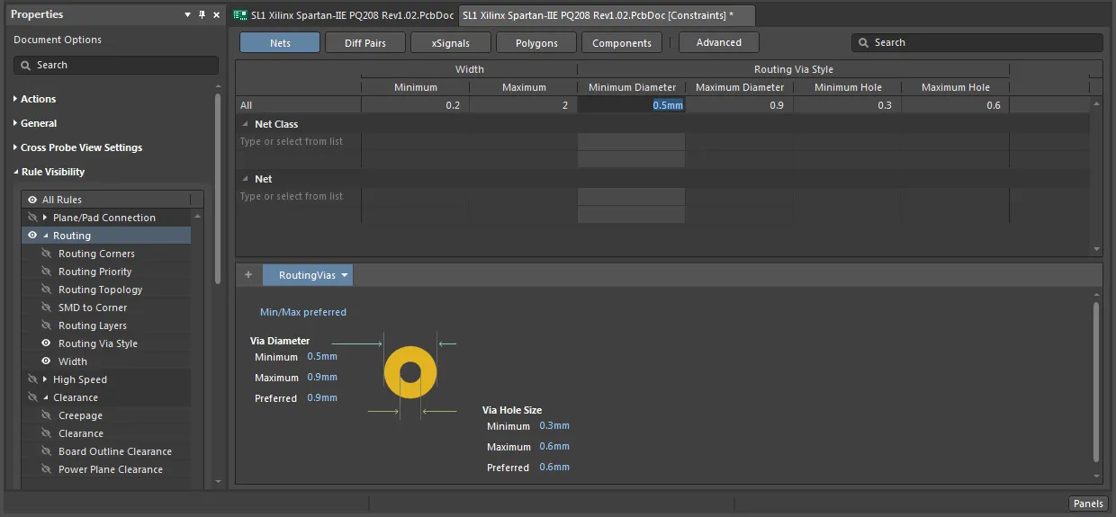 An object-oriented view&nbsp;displays constraints of the selected object type.