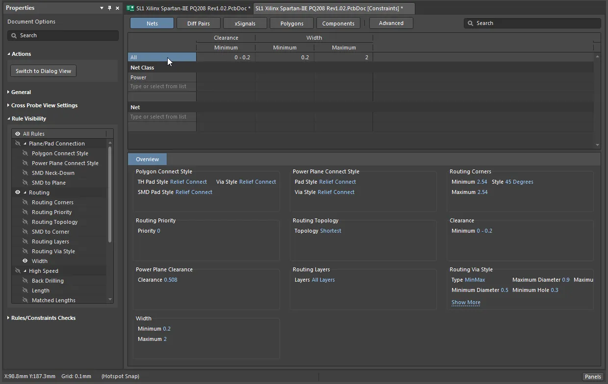 In the object-oriented views of the Constraints Editor, rules are grouped by design objects.