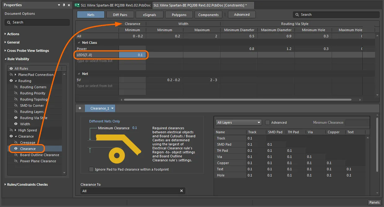 Select the rules to be displayed in an object-oriented view.