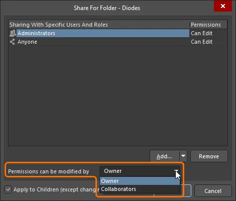 Specify sharing control for a folder. Specify sharing control for a folder.