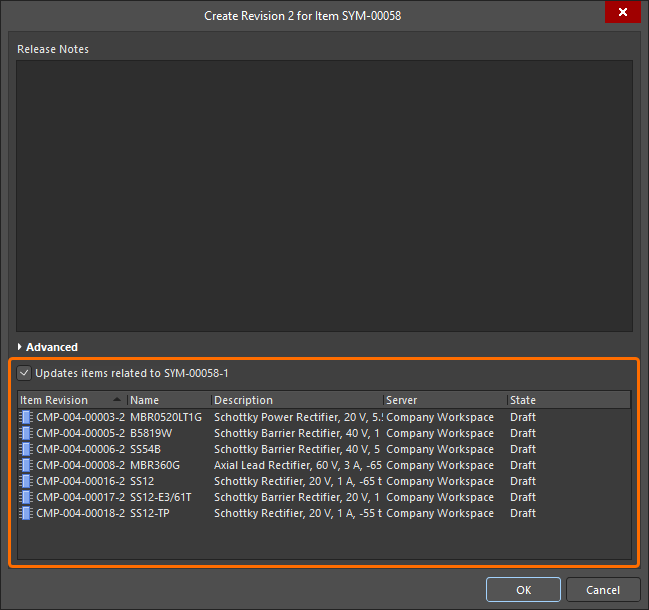 Accessing the option to update Workspace components that are referencing the Workspace model (in this case, a symbol) being re-saved. Accessing the option to update Workspace components that are referencing the Workspace model (in this case, a symbol) being re-saved.