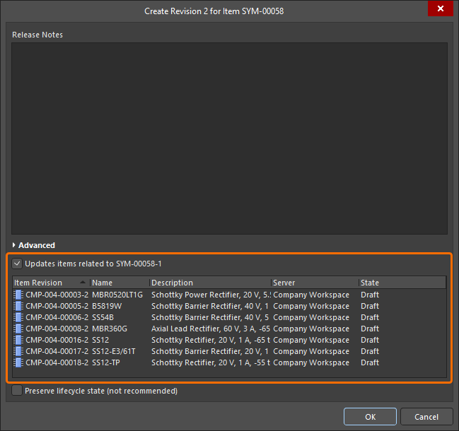 Accessing the option to update Workspace components that are referencing the Workspace model (in this case, a symbol) being re-saved. Accessing the option to update Workspace components that are referencing the Workspace model (in this case, a symbol) being re-saved.
