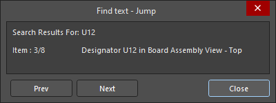 The Find text - Jump dialog