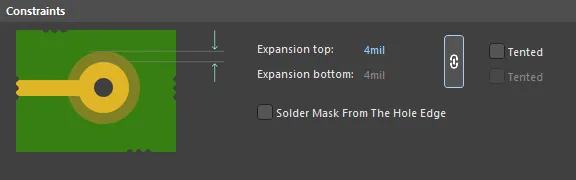 Default constraints for the Solder Mask Expansion rule Default constraints for the Solder Mask Expansion rule