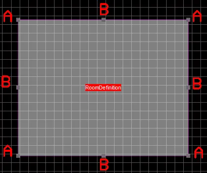 Editing handles appear when you click to select a room.