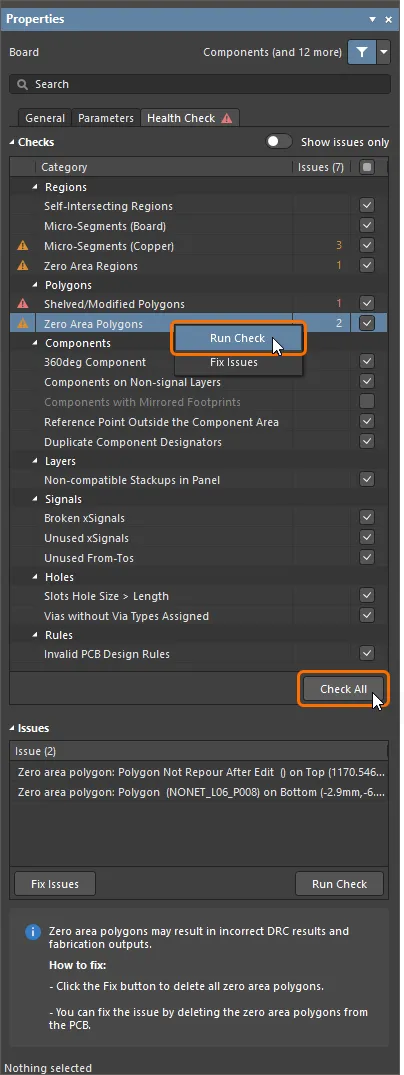 Run a specific check or run all checks at once. Run a specific check or run all checks at once.
