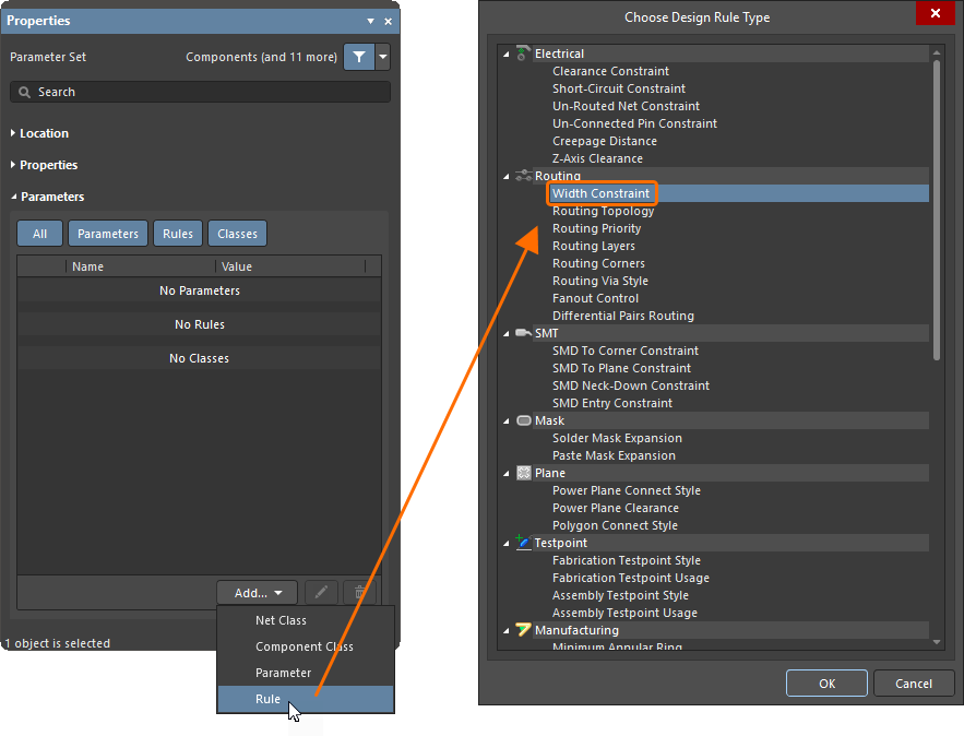 Editing the value for a rule.