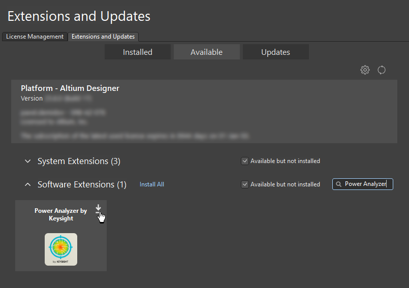 확장 및 업데이트의 구입한 탭에서 Keysight 전력 분석기 확장 프로그램을 설치할 수 있습니다. 확장 및 업데이트의 구입한 탭에서 Keysight 전력 분석기 확장 프로그램을 설치할 수 있습니다.