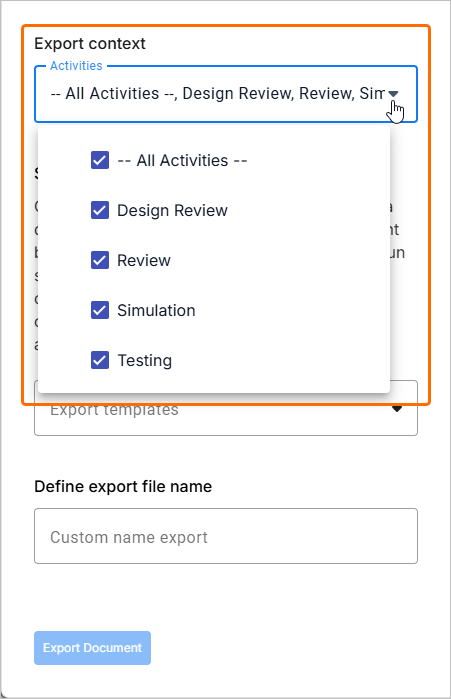 Choosing export context Choosing export context