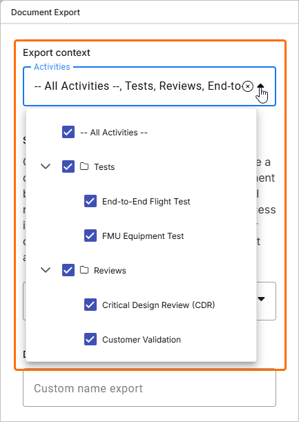 Choosing export context Choosing export context