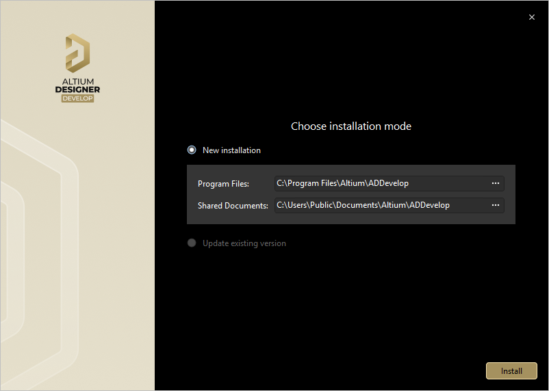 Specify where the software and associated documents are to be installed.