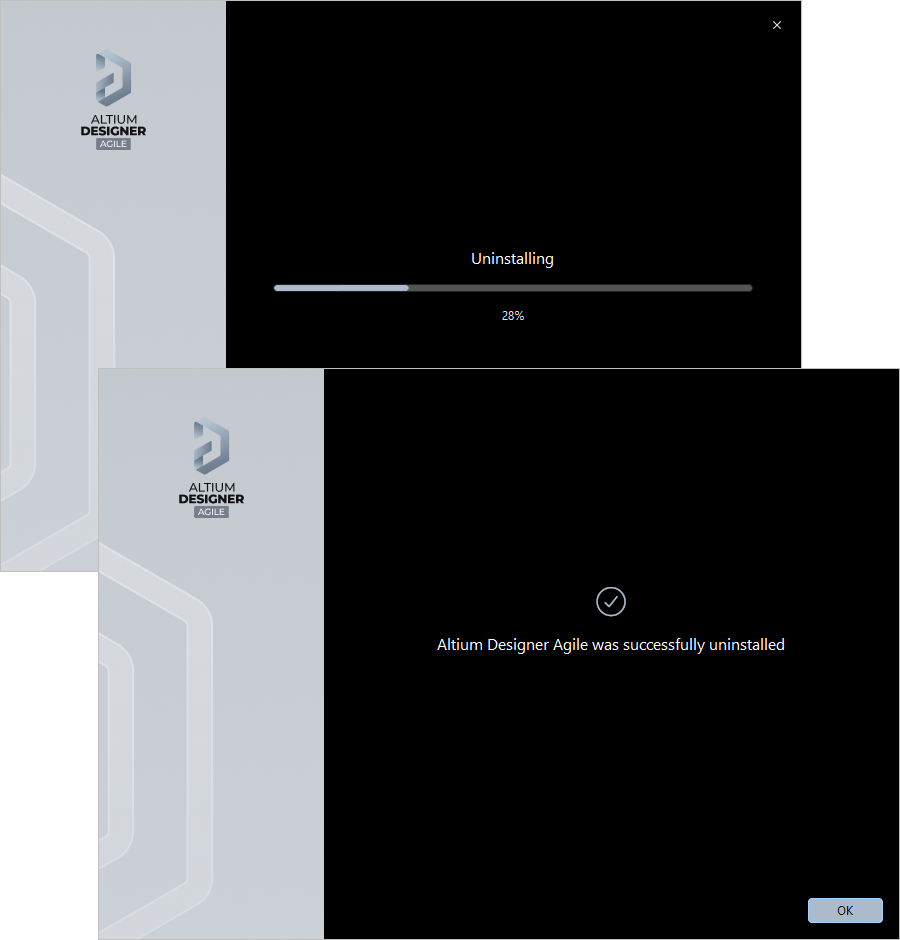 The Altium Designer Agile Uninstaller in action