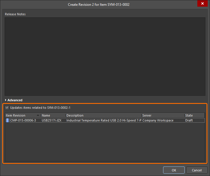 Accessing the option to update related Workspace Components that are referencing the Workspace Symbol being re-saved. Accessing the option to update related Workspace Components that are referencing the Workspace Symbol being re-saved.