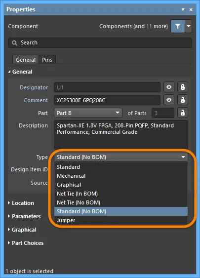 For a non-standard type of component, set the Type accordingly. For a non-standard type of component, set the Type accordingly.