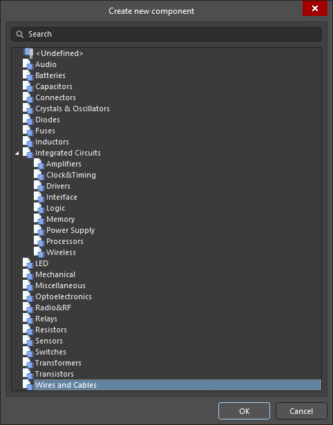 Access the Create new component dialog to select the type of component to be created. Access the Create new component dialog to select the type of component to be created.