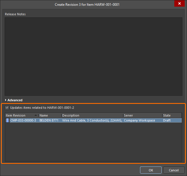 Accessing the option to update related components referencing the harness wiring model being re-saved. Accessing the option to update related components referencing the harness wiring model being re-saved.