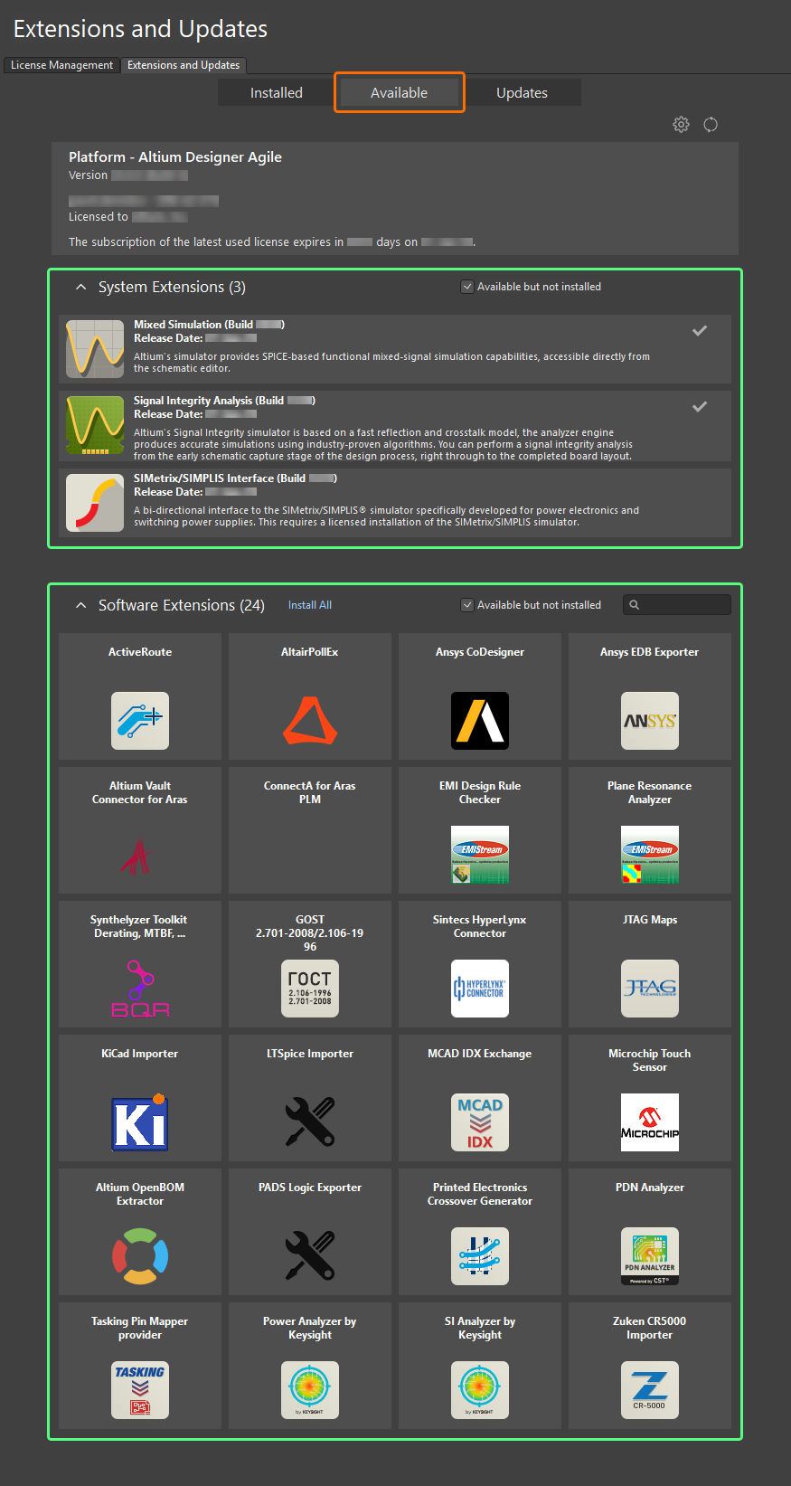 Browse through a listing of available extensions.
