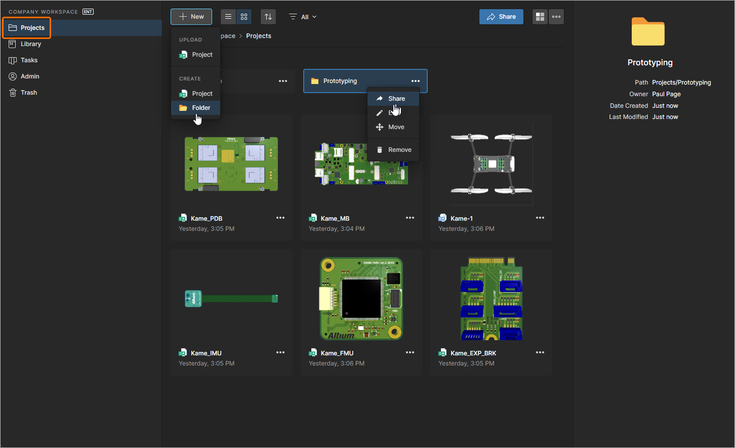 The majority of Workspace structure and permission management tasks can be performed from the Projects page commands. The majority of Workspace structure and permission management tasks can be performed from the Projects page commands.