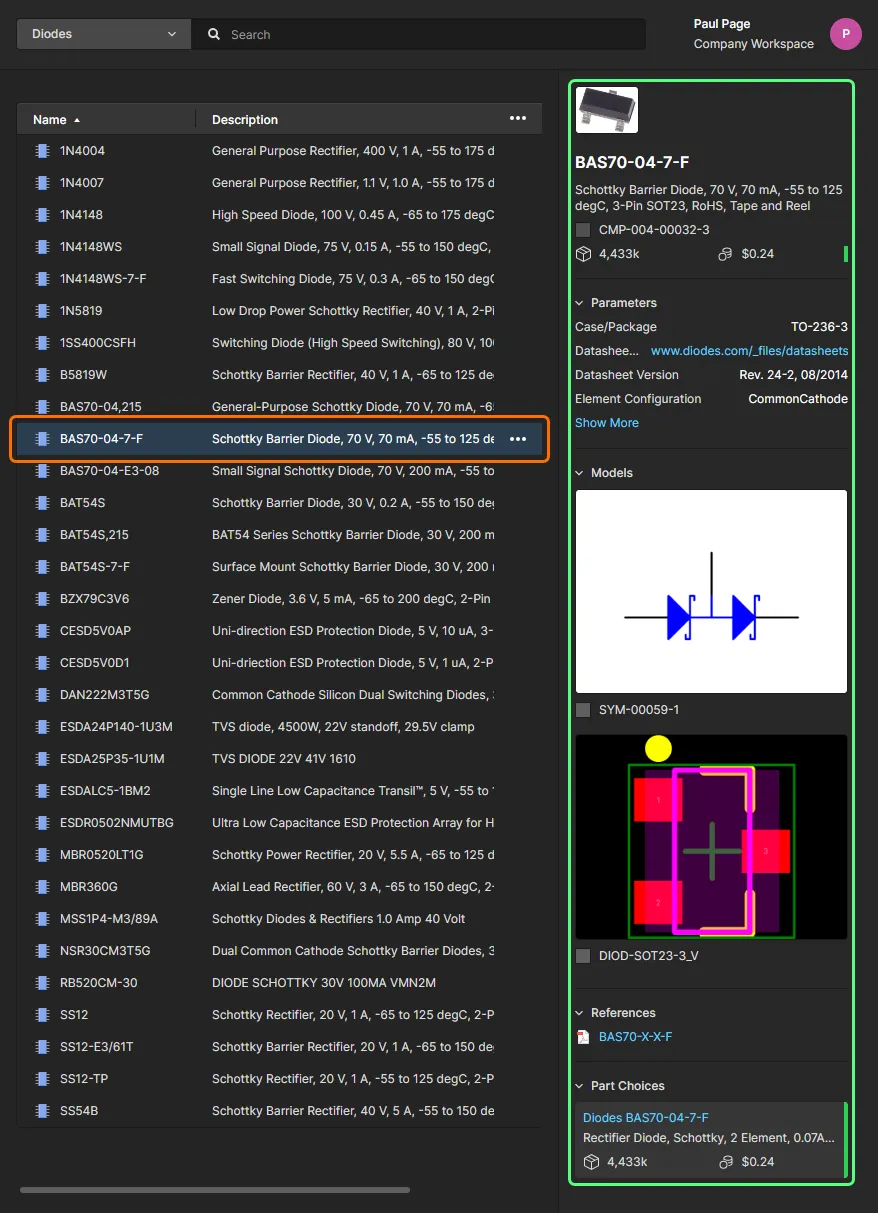Select a component entry to load detailed information for it in the right-hand pane. Select a component entry to load detailed information for it in the right-hand pane.