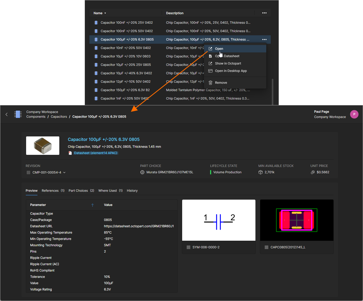 Double-click on a component item entry or use the Open menu option to access a read-only view of the component. Double-click on a component item entry or use the Open menu option to access a read-only view of the component.