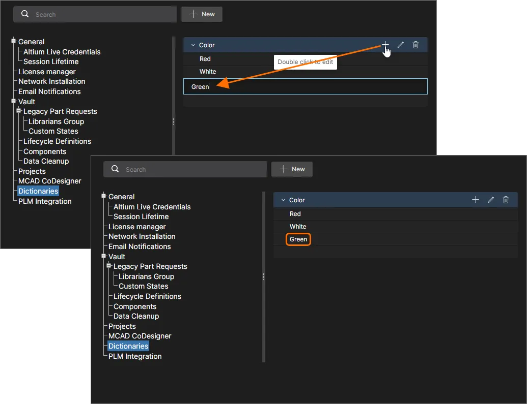 複数の辞書を作成し、それぞれに複数のパラメータ値を設定できます。