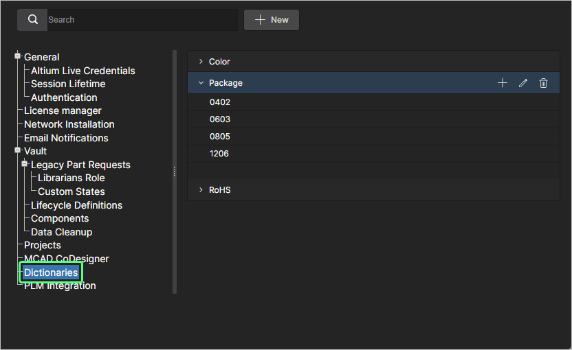 Create predefined lists of parameter values using the Dictionaries option under Admin - Settings.