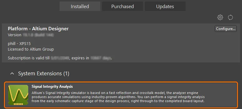 Extensions add functionality to the design environment, they are managed in the Extensions & Updates view