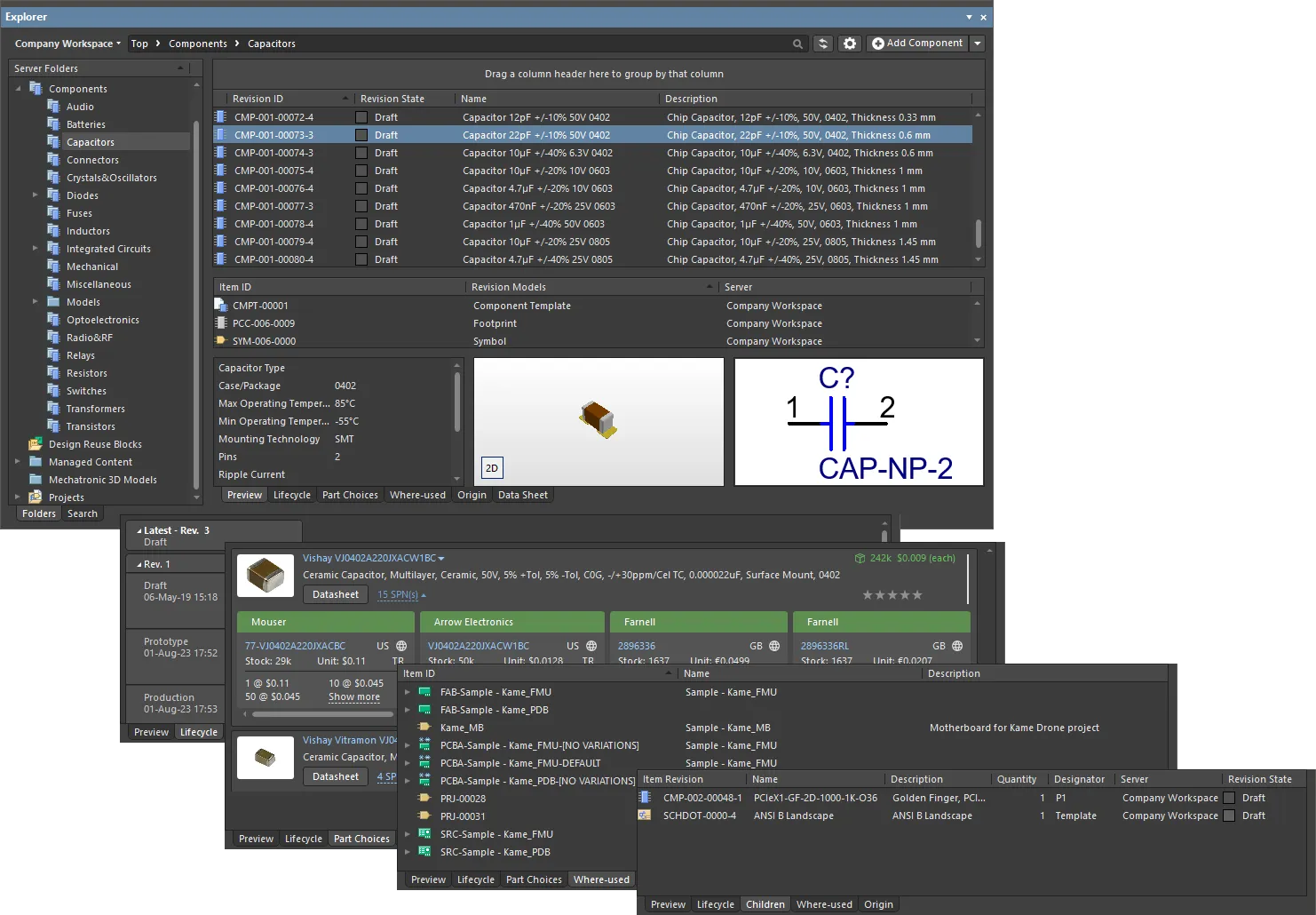 Browse different aspects of an Item revision using its associated views.