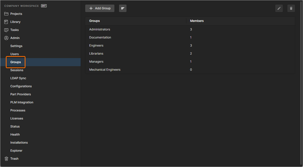 Create specific groups (or 'memberships') of users from the Groups page of the browser interface.