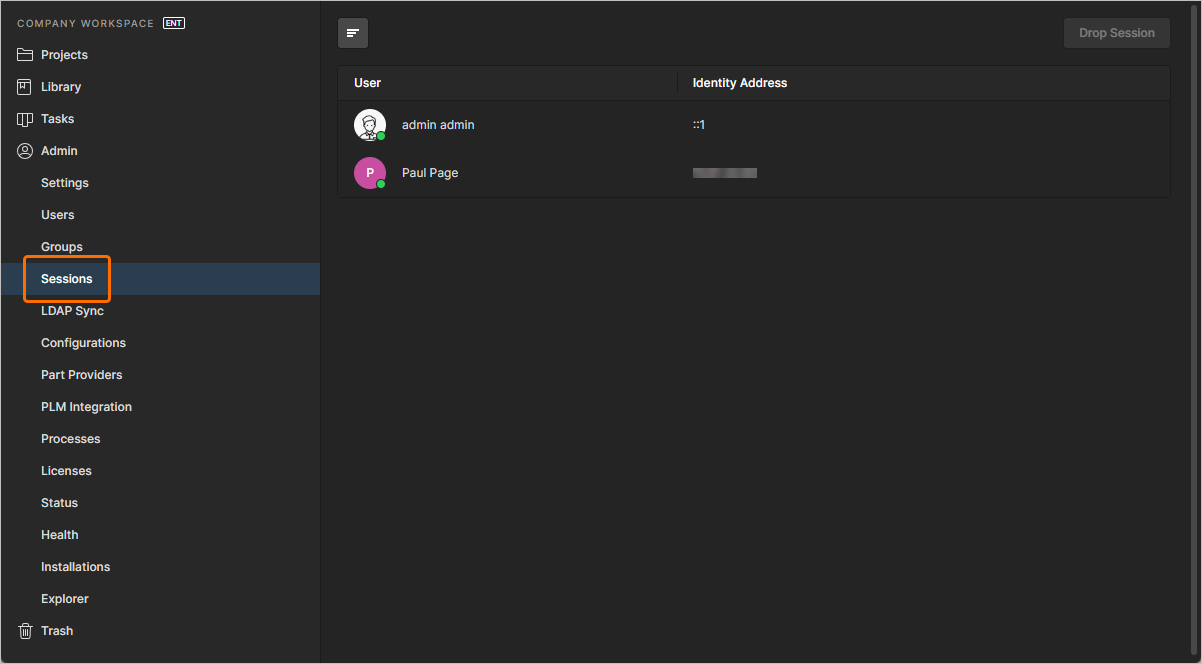 As an Administrator for your Workspace, you have the ability to not only view active connections, but also to terminate a session for any user currently signed into that Workspace.