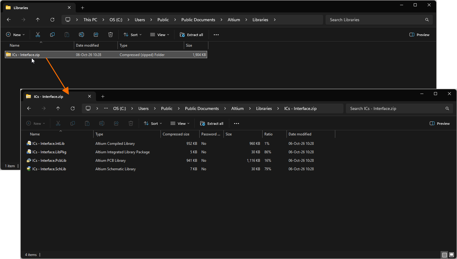 Resulting Zip archive with the source for the downloaded components Resulting Zip archive with the source for the downloaded components