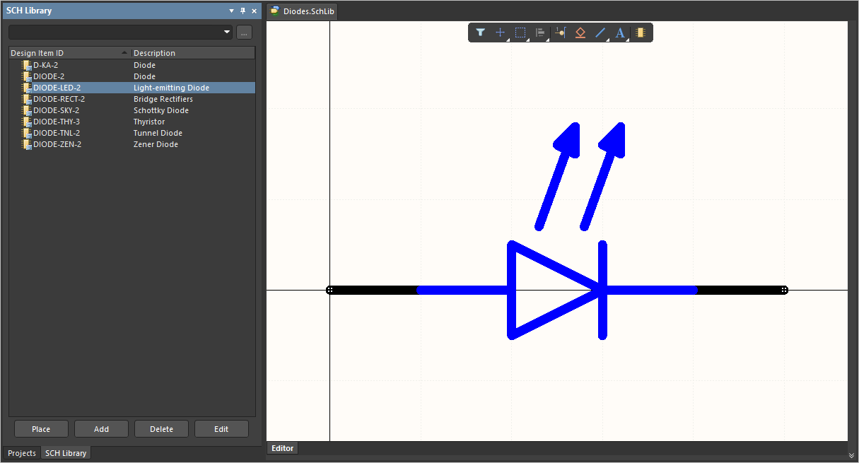 Resulting Schematic Library document with the downloaded symbols Resulting Schematic Library document with the downloaded symbols