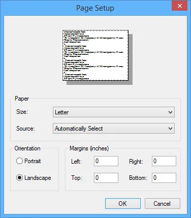 The Page Setup dialog The Page Setup dialog