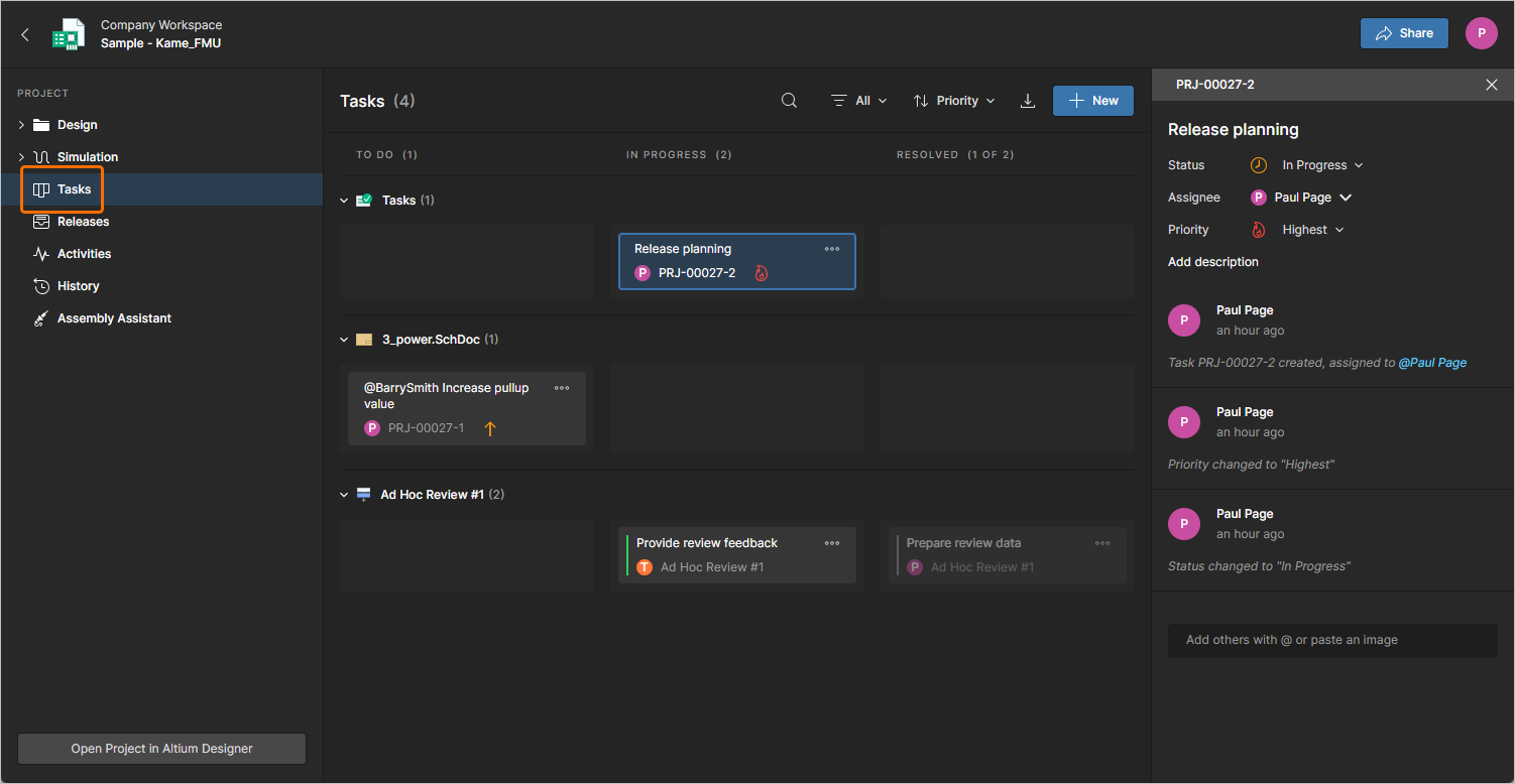 The project Tasks dashboard view includes all active Tasks that apply to the currently open project. The project Tasks dashboard view includes all active Tasks that apply to the currently open project.