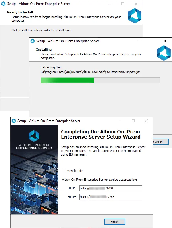Kick off the installation by clicking Install. Click Finish once installation is complete. Kick off the installation by clicking Install. Click Finish once installation is complete.