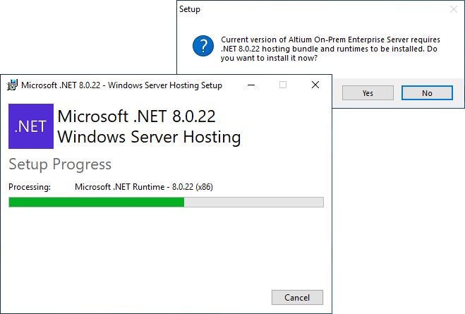 Installing Microsoft .NET 8 if not found.